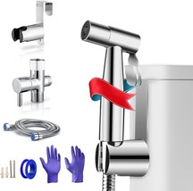 Handheld Bidet Sprayer for Toilet Adjustable Control for Feminine Wash (Silver) - £13.95 GBP