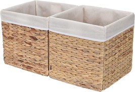 Storageworks Rectangular Wicker Baskets For Shelves, Water Hyacinth, Pack - £41.55 GBP