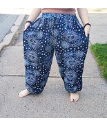 Large / XL  Blue Sun Moon Harem Pants    Unisex - £30.88 GBP