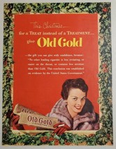 1951 Print Ad Old Gold Cigarettes Beautiful Lady Holds Cartons &amp; Smokes - £10.53 GBP