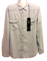 Mavi Premium Denim Blue Bleached Jeans Cotton Casual Men&#39;s Shirt Size XL - £36.30 GBP