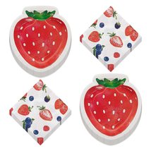 Mixed Berries Party Supplies - Strawberry and Blueberry Paper Dessert Pl... - £17.58 GBP
