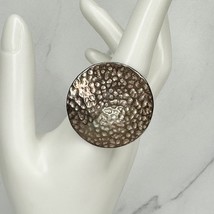Chico&#39;s Silver Tone Hammered Metal Chunky Stretch Ring One Size - $6.92