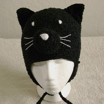 Black Cat Hat with Ties for Children - Animal Hats - Medium - £12.65 GBP