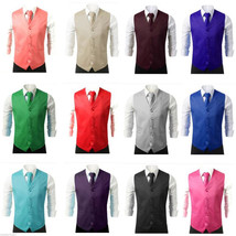 New Men Formal Casual Tuxedo Suit Dress Vest Waistcoat &amp; Neck tie Wedding Prom - £17.14 GBP+