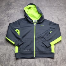 Nike Therma Fit Full Zip Up Sweatshirt Jacket Youth 7 Black Neon Yellow ... - £18.69 GBP