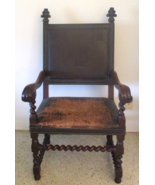 Bobbin Turned Walnut Armchair Leather Upholstery, Ship Embossed Back, Na... - €2.994,47 EUR