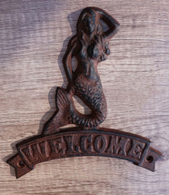 Cast Iron Nautical Ocean Mermaid Welcome Sign Abstract Wall Door Plaque ... - $18.99