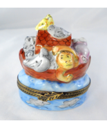 Limoges Box - Noah&#39;s Ark and Bird House - Lion Giraffe Monkey - Peint Main - £75.93 GBP