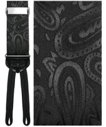 Silk Paisley Suspenders with Woven Ends, Black - $122.50