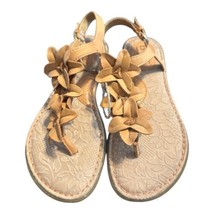 BOC Born Concept Khaki Tan Leather Flower Sandals Size 6 Ankle Strap NWOT - $20.57