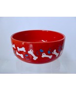 Waechtersbach Germany Dog Bowl Dish Dog Bone Paw Print Red White Blue Ce... - £19.91 GBP