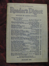 Reader&#39;s Digest August 1941 Maurice Maeterlinck Peter Drucker William Hard  - £6.40 GBP