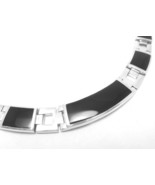 Sterling Silver Rectangle Black Onyx Link 17&quot; Choker Necklace - £133.65 GBP