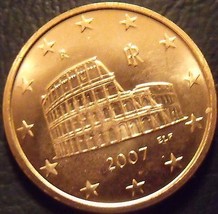 Gem Unc Italy 2007 5 Euro Cents~The Roman Colosseum~Excellent~Free Shipping - $3.81