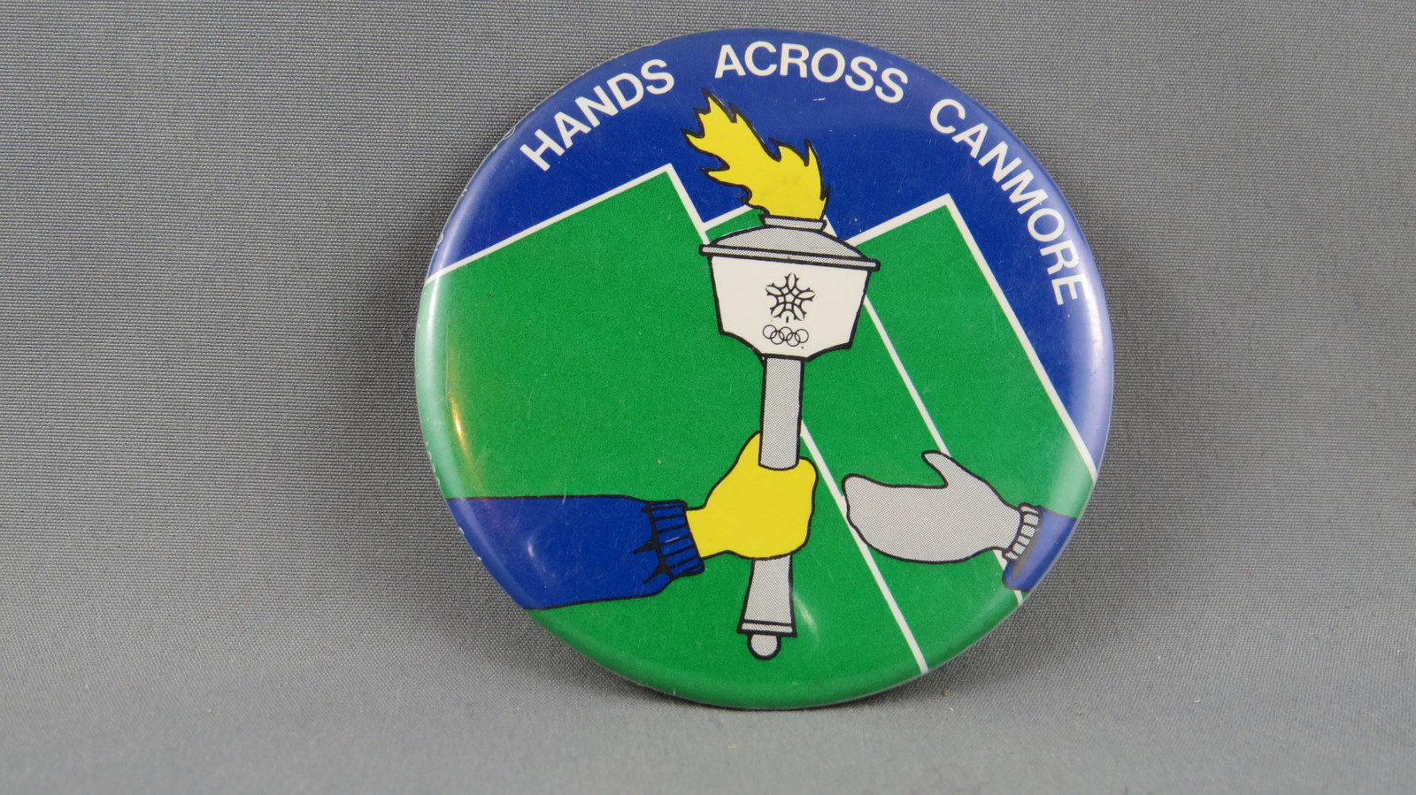 Primary image for Rare - 1988 Winter Olympics Game Button - Torch Relay Pin for Canmore Alberta