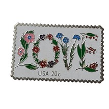 1982 Love Flowers Enamel Pin USPS Postage Stamp Design USA 20c The March Co - $4.95