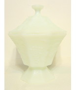 Pressed White Milk Glass Candy Dish Grape Motif 8 Sided - £19.65 GBP