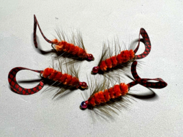 2022---- Rainbow B.H., &quot;Pumpkin-Olive Red Curly Tail woolly, Size 6 , Sold per 6 - £5.88 GBP