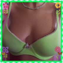 $55 34C Neon Bright Green Lace Trim  Body by Victorias Secret Lined DEMI UW Bra - £23.97 GBP