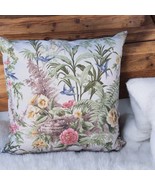 Pottery Barn Pillow Cover MARLENA 18&quot;x18&quot; EXOTIC BIRDS FLOWERS Floral Li... - $29.63