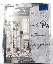 Popular Bath Paris Stamps Black & White 70" X 72" Shower Curtain 100% Polyester - $26.99