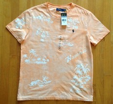 Polo Ralph Lauren Men&#39;s Size Medium Aloha Hawaii Orange Graphic T-Shirt - £53.71 GBP
