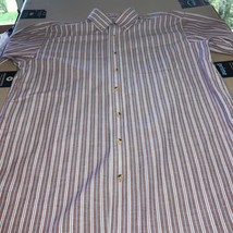 Vintage LL Bean Shirt Mens Medium Tall Red Blue White Stripe Button Down M-tall - £12.36 GBP