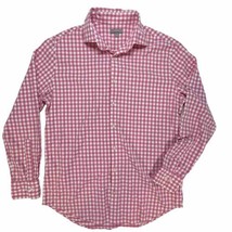 Peter Millar Wicking Shirt Mens L Pink Gingham Check Spread Button Perfo... - £14.51 GBP