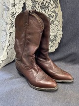 Mens Vintage Tony Lama Brown Leather Boots Size 7 1/2 B Style 1013 - £44.45 GBP