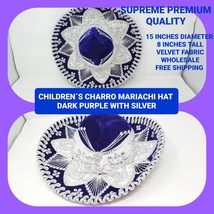 dark purple silver  children mexican fiesta  purple charro sombrero for kids - £39.95 GBP