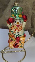 Christopher Radko Fangle Tangle Vintage Blown Glass  Snowman Ornament 2002 - £47.19 GBP