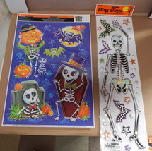 Halloween Bling Clings Eerie Alley Skeleton 19&quot;x5&quot; Pumpkin Window Clings USA 68D - £5.56 GBP