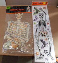 Halloween Bling Clings Eerie Alley Skeleton 19&quot;x5&quot; Jointed Cutout Skelet... - $6.92