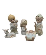5 Pc Vintage Homco 5502 Children Nativity Set  Figurine Set Christmas Ho... - $16.83