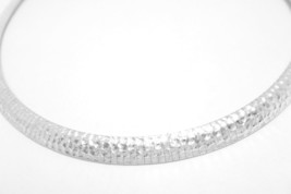 Sterling Silver 17&quot; Hammered Finish Omega Necklace - £55.15 GBP