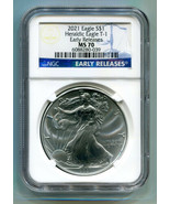 2021 SILVER EAGLE HERALDIC EAGLE T-1 NGC MS70 CLASSIC EARLY RELEASE AS S... - £55.91 GBP