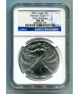 2021 SILVER EAGLE HERALDIC EAGLE T-1 NGC MS70 CLASSIC EARLY RELEASE AS S... - $69.95