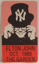 ELTON JOHN - ORIGINAL 1989 TOUR CONCERT CLOTH BACKSTAGE PASS (YANKEES LOGO) - $12.00