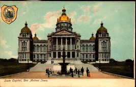 Glitter Enhanced Udb POSTCARD-IOWA State C API Tol,Des Moines With State Seal BK34 - £1.95 GBP
