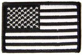 BLACK / WHITE  AMERICAN FLAG left arm PATCH P7021 jacket 3" BIKER EMBROI... - $6.75
