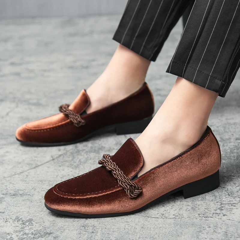 Men Loafers Shoes Faux Suede Leather Low Heel Shoes Casual Shoes Vintage... - $70.59