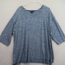 Lane Bryant Shirt Womens Size 22 Striped Blue 3/4 Sleeve Tunic Top Pocket - $21.78