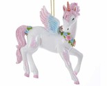 KURT ADLER GLITTERED 3.5&quot; RESIN PASTEL UNICORN CHRISTMAS ORNAMENT TD1599 - $9.88