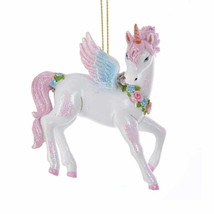 Kurt Adler Glittered 3.5&quot; Resin Pastel Unicorn Christmas Ornament TD1599 - £7.75 GBP