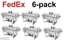 FedEx 6 PACK CATERING FOLDING CHAFER CHAFING Dish Sets 8 QT PARTY PACK w... - $896.98