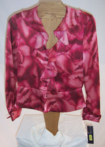 NWT Jones New York Signature Pink Milan Rose Poly Blouse Shirt Misses Si... - £23.73 GBP