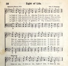 1894 Sheet Music Light of Life Religious Victorian Hymns 7.75 X 5&quot; - $14.49