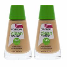 Pack of 2 CoverGirl Clean Sensitive Liquid Foundation, Warm Beige 545 - £14.61 GBP