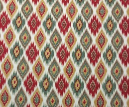 Mill Creek Ikat Fire Red Slate Blue Medallion Designer Fabric 6.5 Yards 54&quot;W - £48.63 GBP